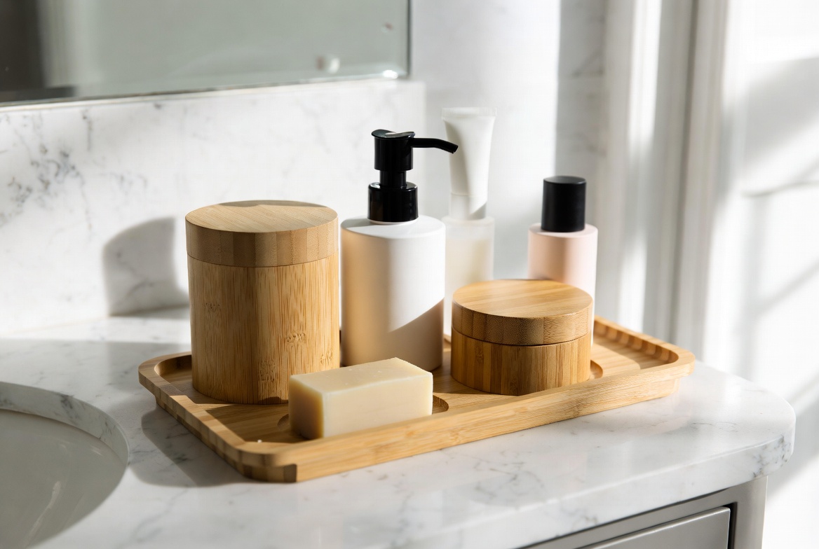 Bamboo Bathroom Countertop Organizer