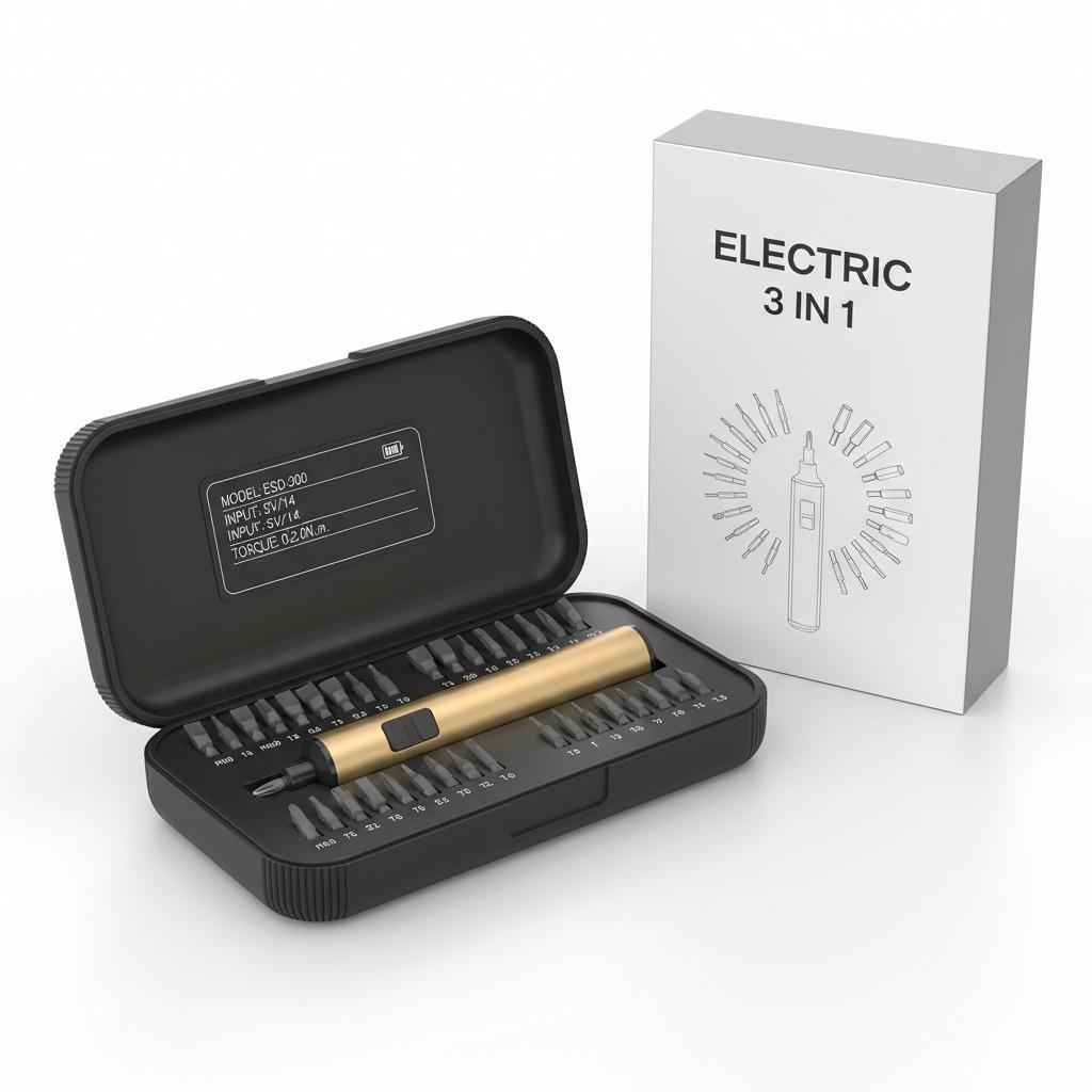 Tournevis électrique de précision pour la réparation de téléphones Android, kit d'outils compact pour la réparation mobile.