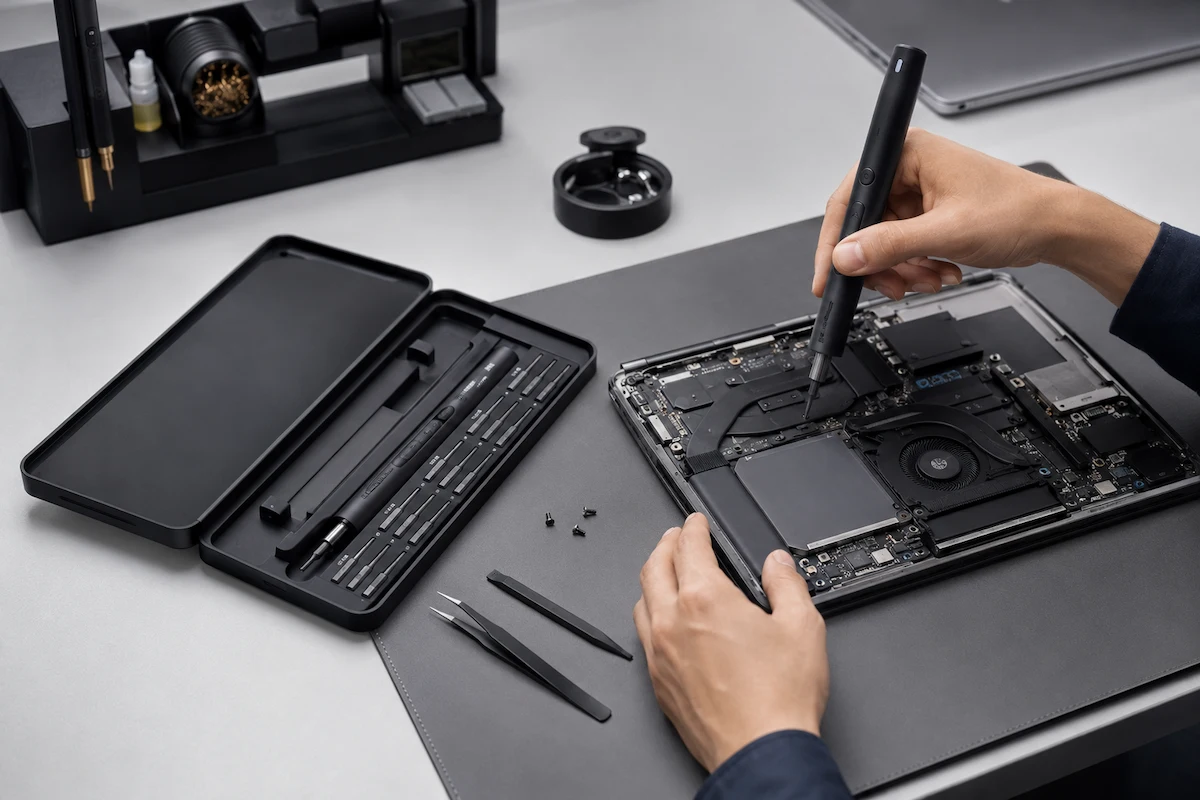 Custom screwdriver kit for laptop repair work