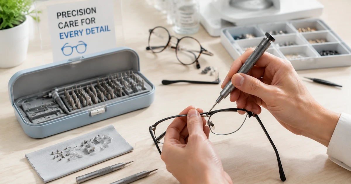 Herramientas de reparación óptica para el mantenimiento de gafas