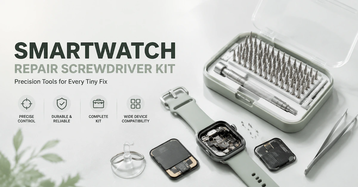 Smartwatch repair screwdriver kit in use