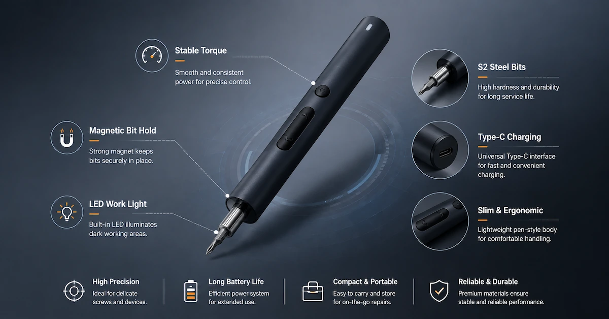 Precision electric screwdriver feature guide