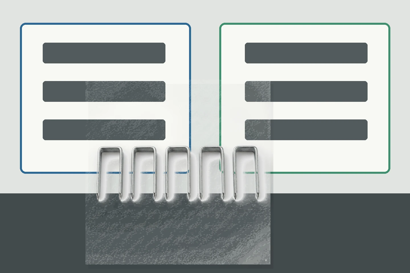 Staple strip connecting parallel technical and commercial order boards