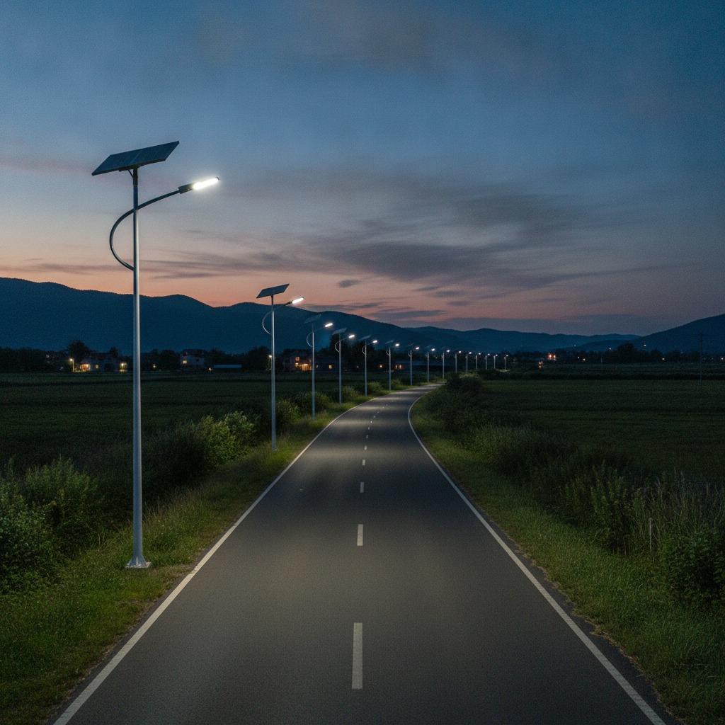 solar street light for rural roads, rural road solar lighting supplier, off grid solar road lighting
