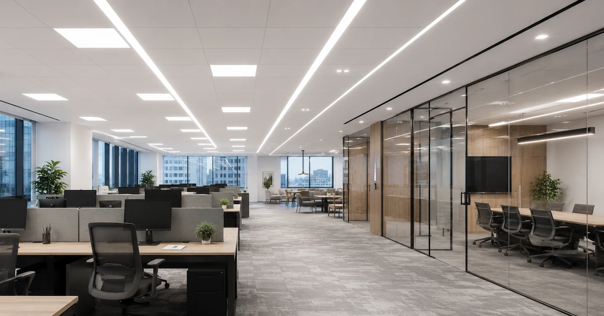 إضاءة LED للمكاتب في مساحة العمل الحديثة
