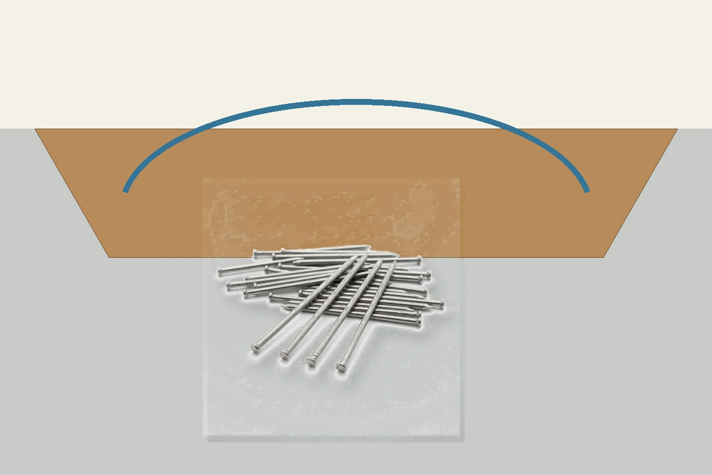 Crown molding spring-angle arc with brad nail product sample