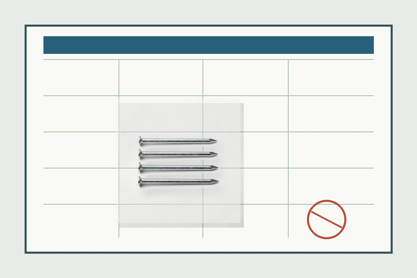 Pneumatic fastener technical data sheet with measured fastener samples