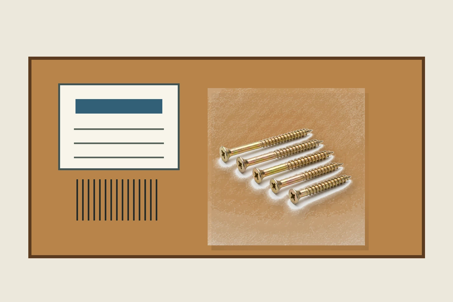 Pneumatic fastener carton with label panel and barcode-style marks