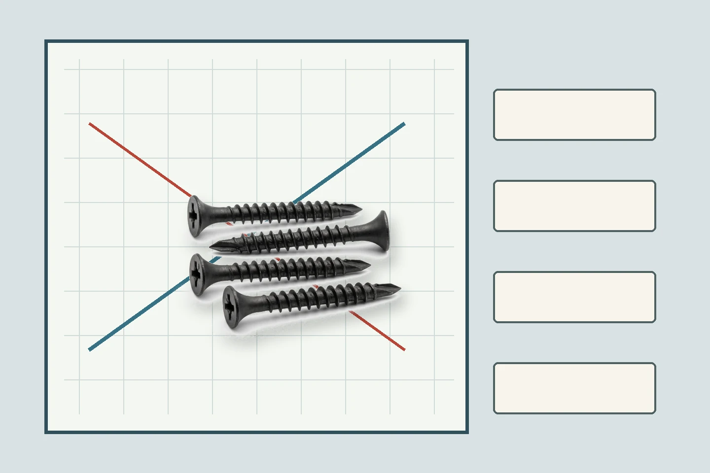 Drywall screw drawing connected to material and drive-test evidence