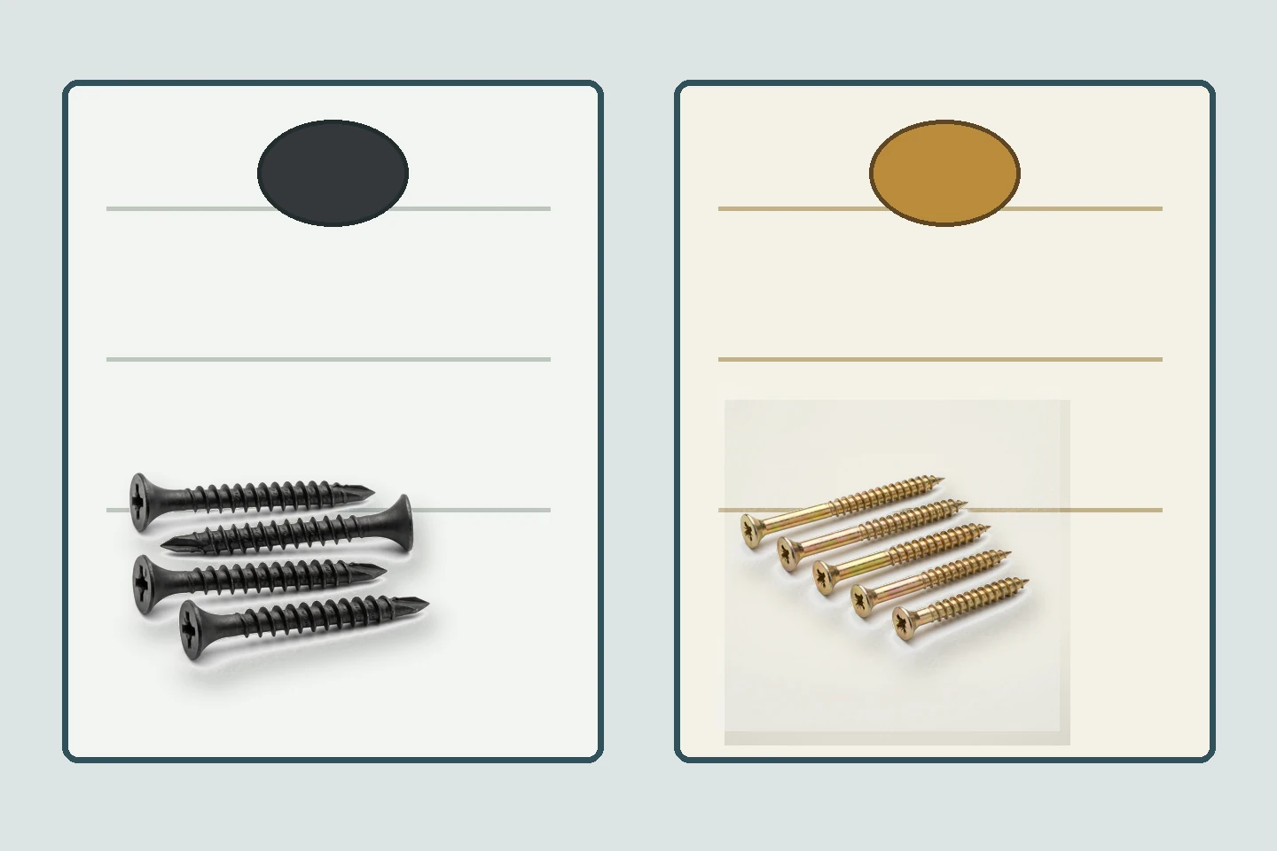 Drywall screw finish samples compared beside gypsum board application evidence