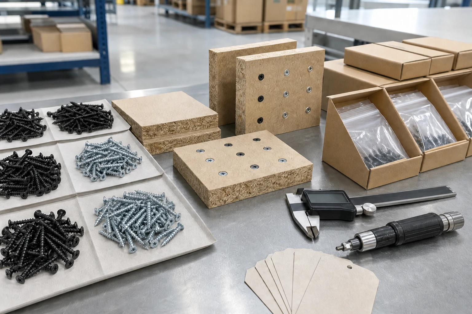 Chipboard screw manufacturer samples moving from lot inspection to retained joint coupons