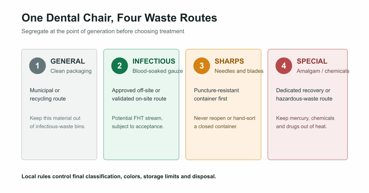 Dental clinic medical waste segregation routes