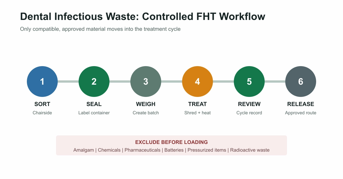 Dental infectious waste FHT treatment workflow