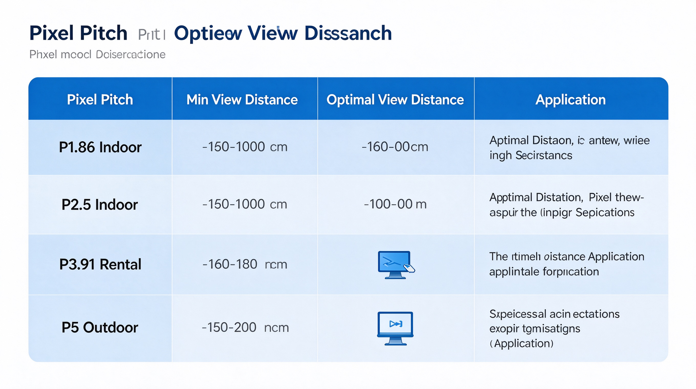 LED Pixel Pitch Comparison Table Infographic